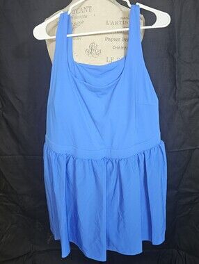 JoyLab Bright Blue Sleeveless Romper with Skirted Shorts
